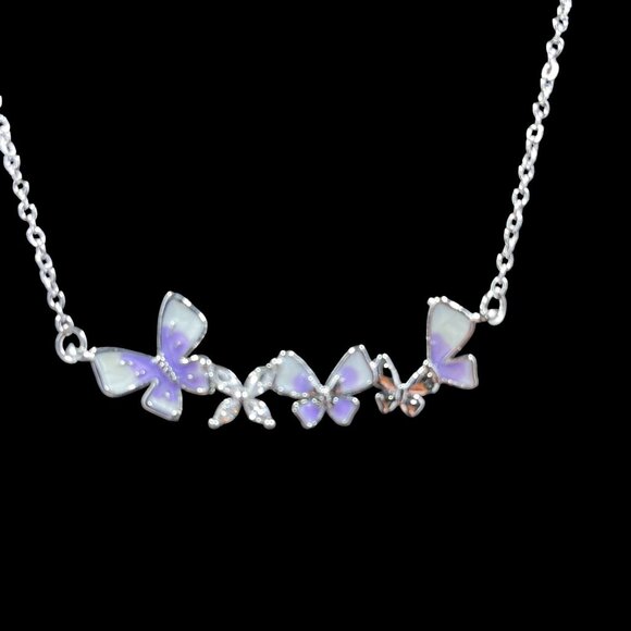 Butterfly Necklace Stainless Steel Iridescent Dainty Coquette Fairycore Jewelry - Picture 2 of 6